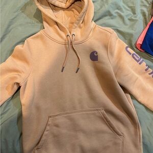 Carhartt Beige Hoodie with Purple Logo